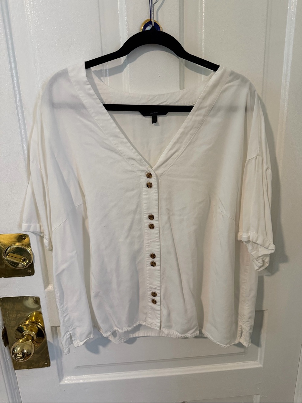 Vero Moda White V-Neck Button-Front Blouse